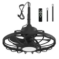 MELLCOM 20 inch black IP65 rated outdoor ceiling fan with an LED light and remote